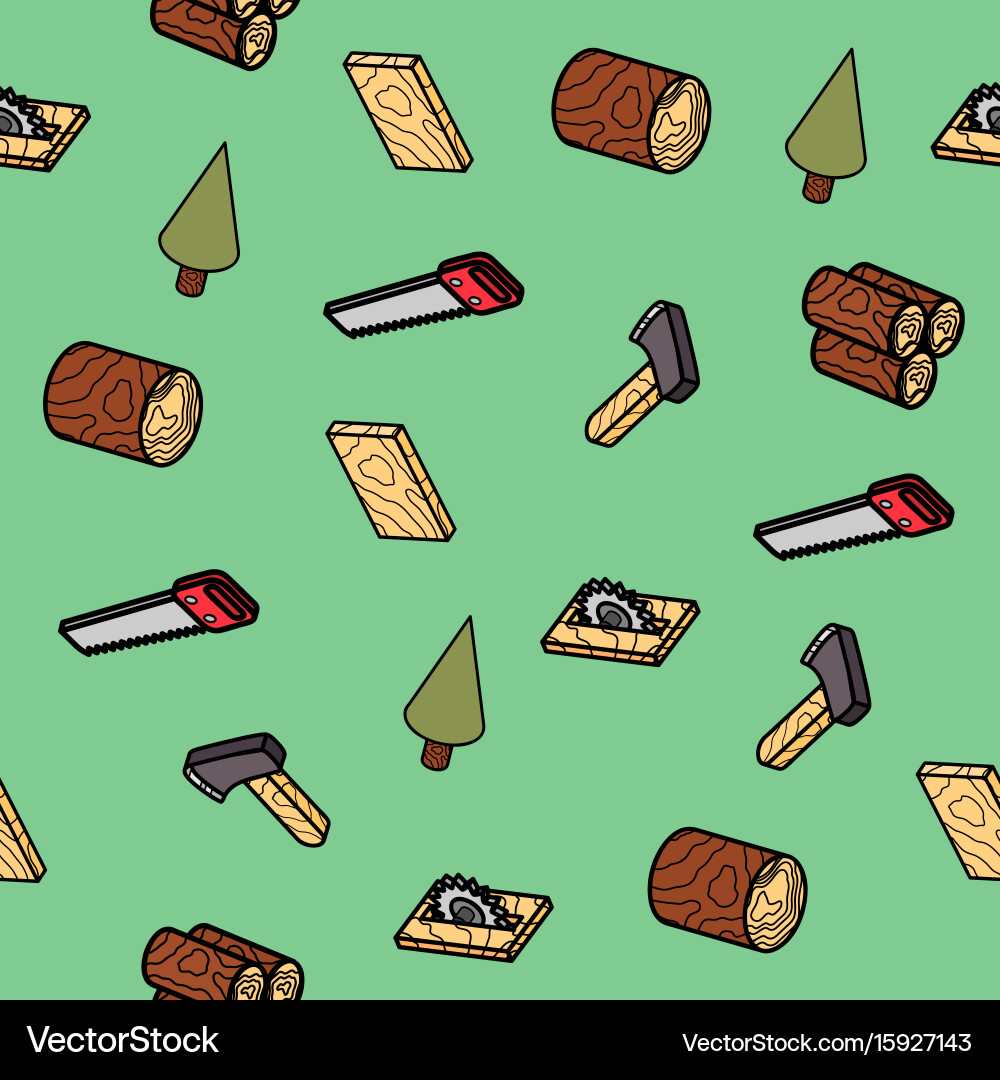 Lumberjack flat outline isometric pattern Vector Image