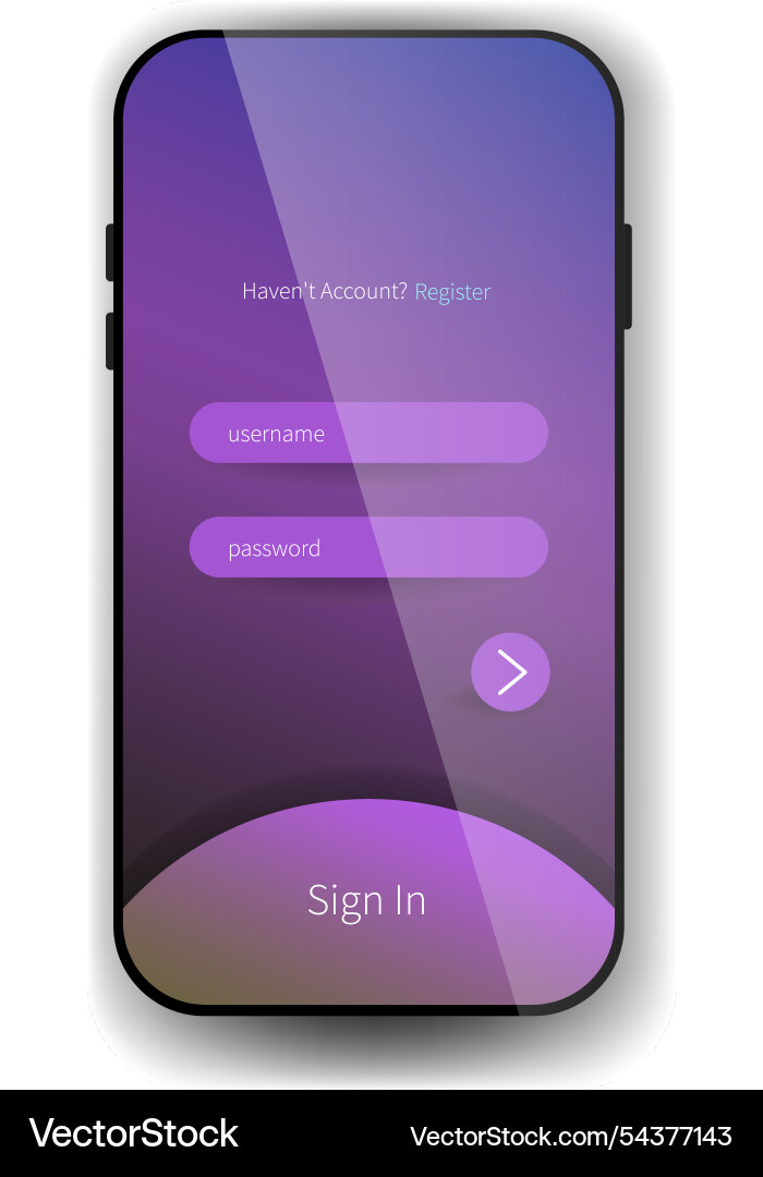 Modern gradient sign in interface with username vector image