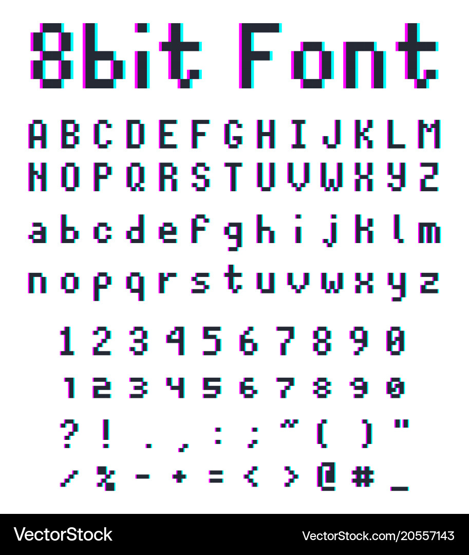 Retro Pixel Font 8-bit Alphabet vector image