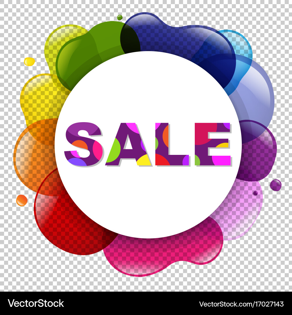 Sale poster with dialog balloon and color blobs vector image