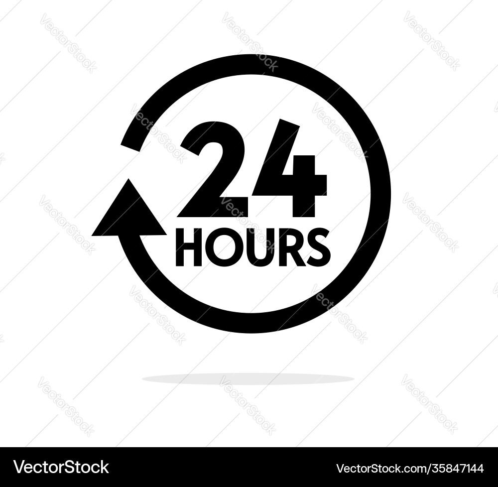 24 Hours Open Service Icon Vector Image