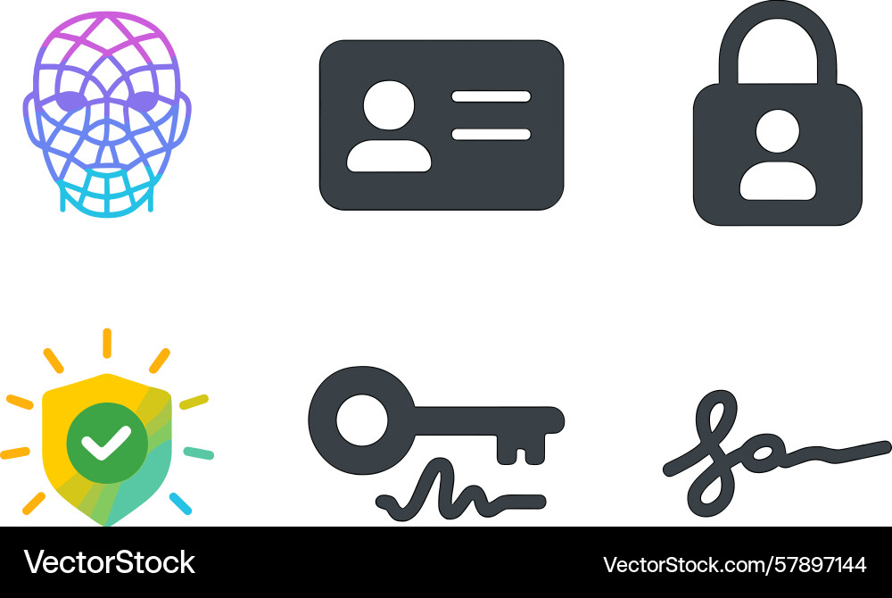 Digital security and identity verification icons vector image