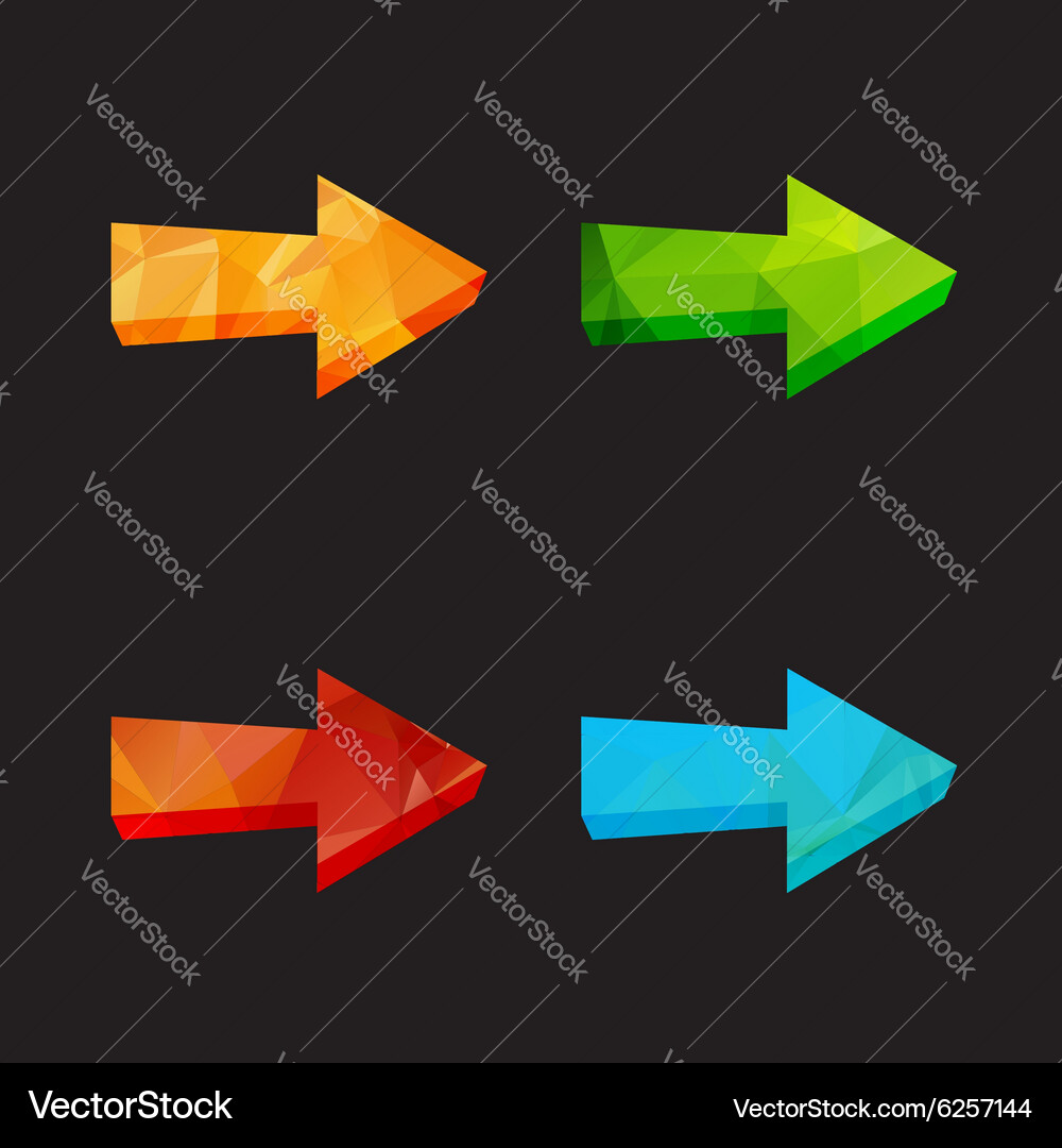 Isolated triangle polygonal arrows set Vector Image