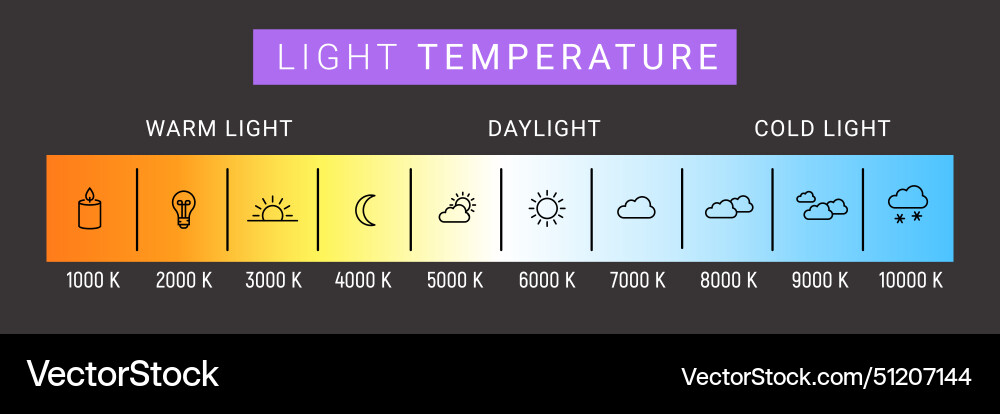 Kelvin temperature scale chart gradient Kelvin temperature scale chart gradient vector image