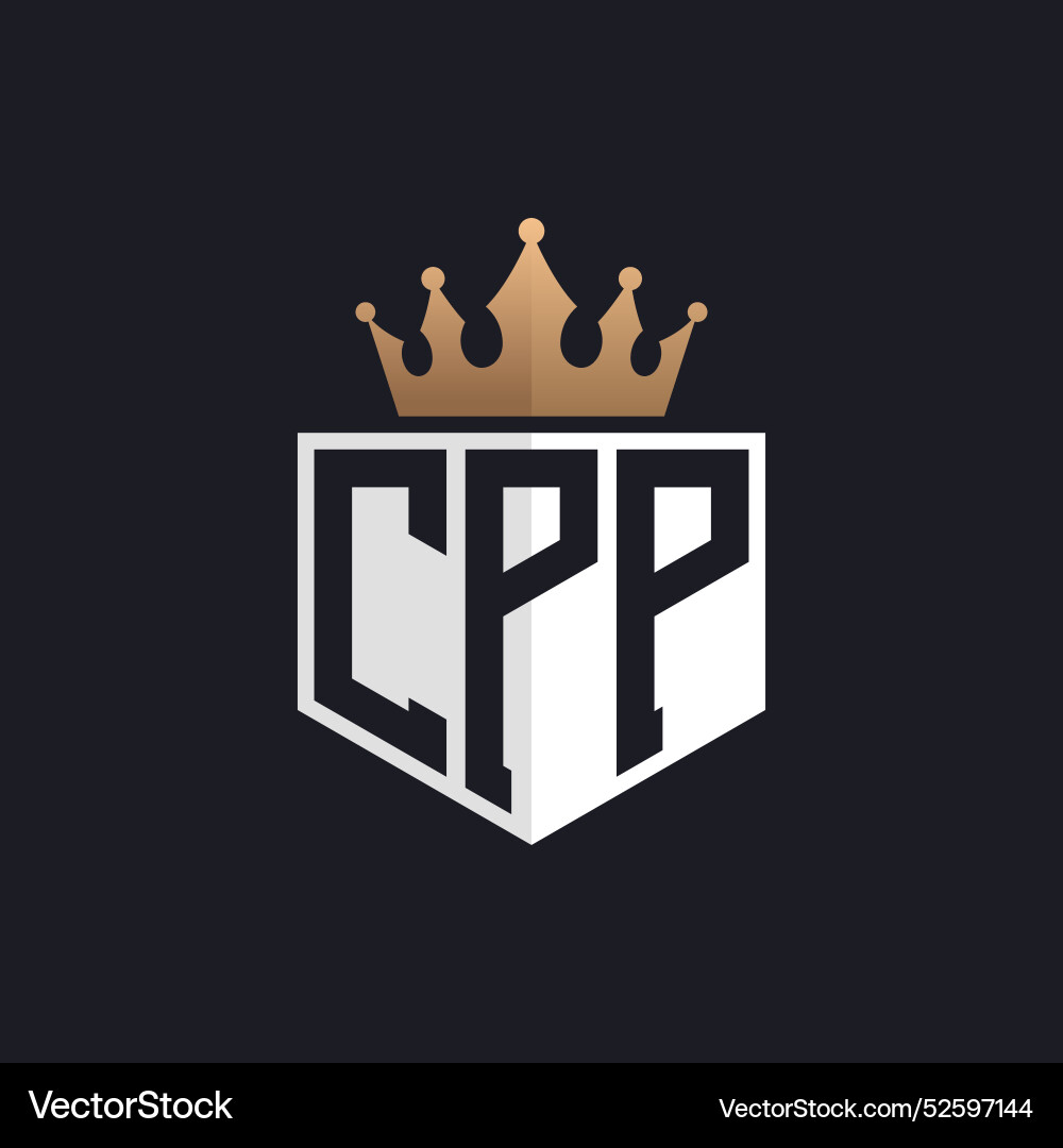 Luxury cpp logo with crown elegant initials vector image