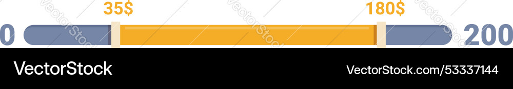 Price range slider showing value from zero to two Price range slider showing value from zero to two vector image
