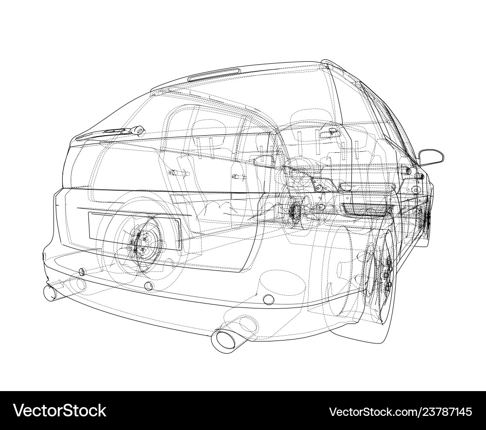 Concept car rendering of 3d Concept car rendering of 3d Vector Image