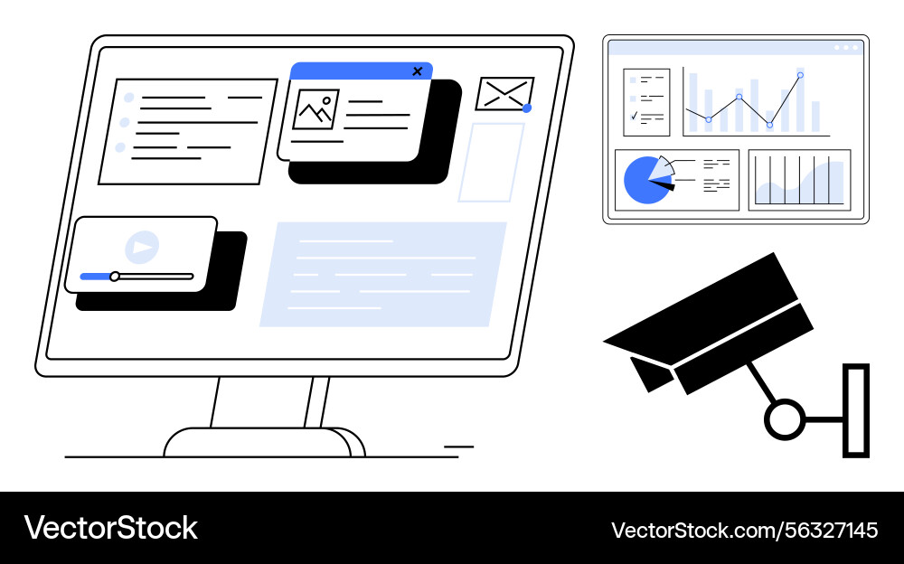Digital Security & Analytics Dashboard Vector Image
