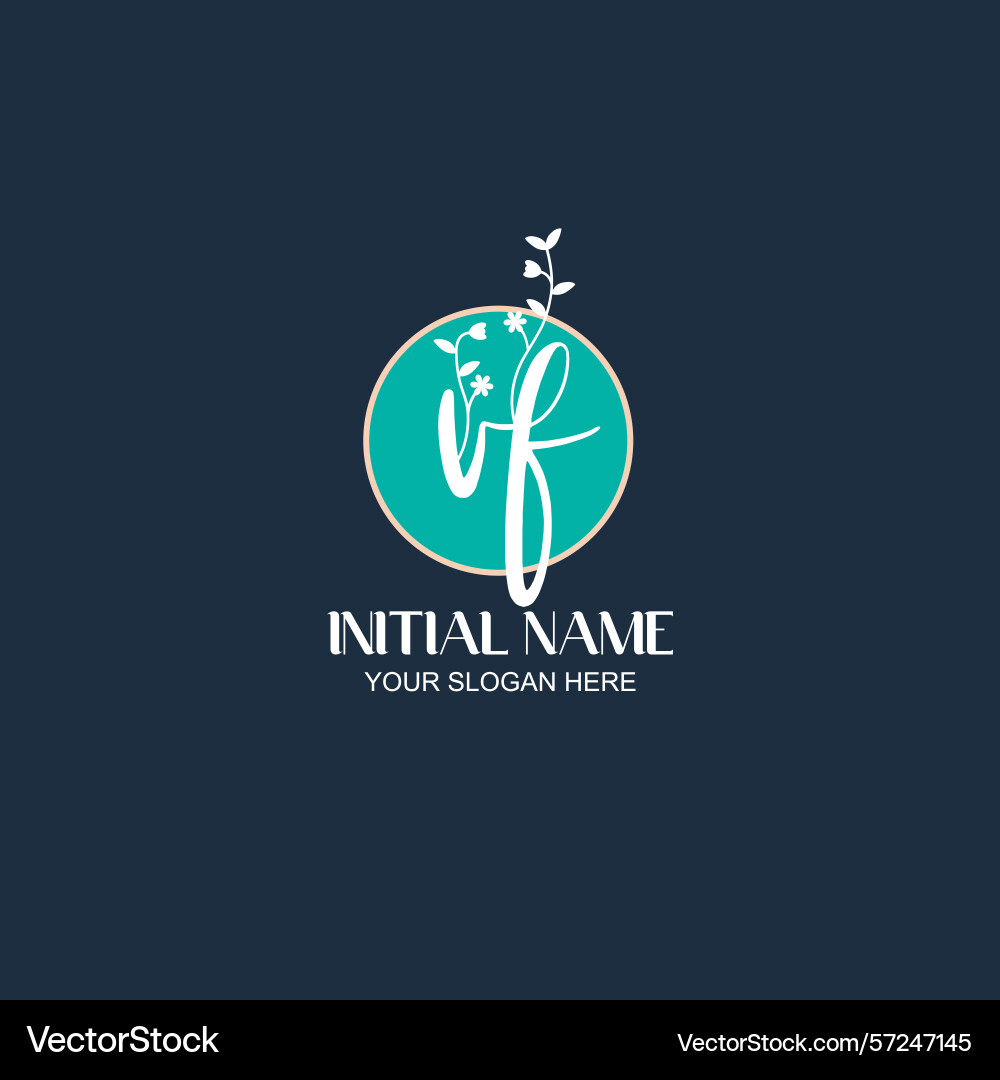 Elegant vf initial logo design with botanical Vector Image