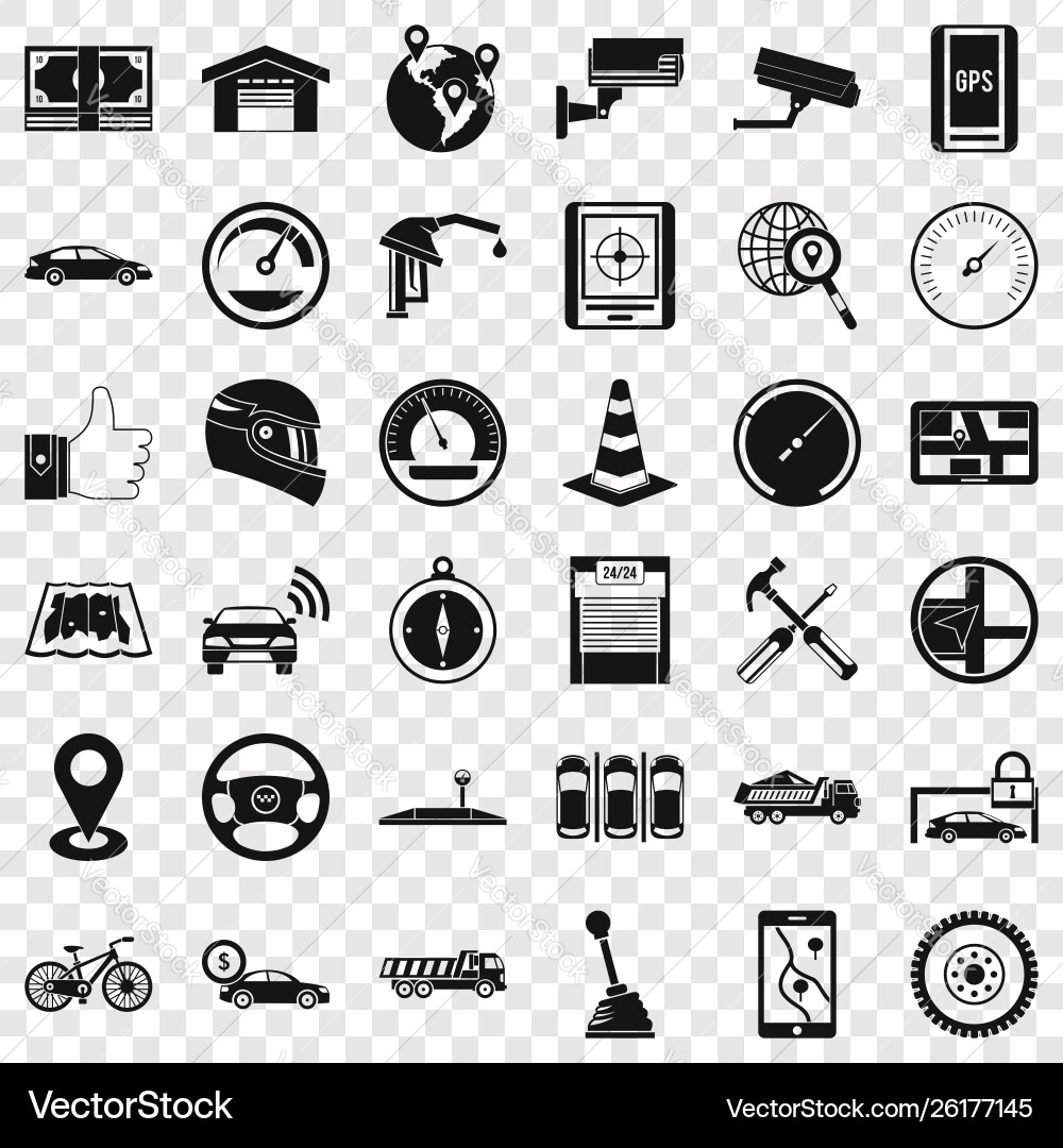 Garage icons set simple style Garage icons set simple style vector image