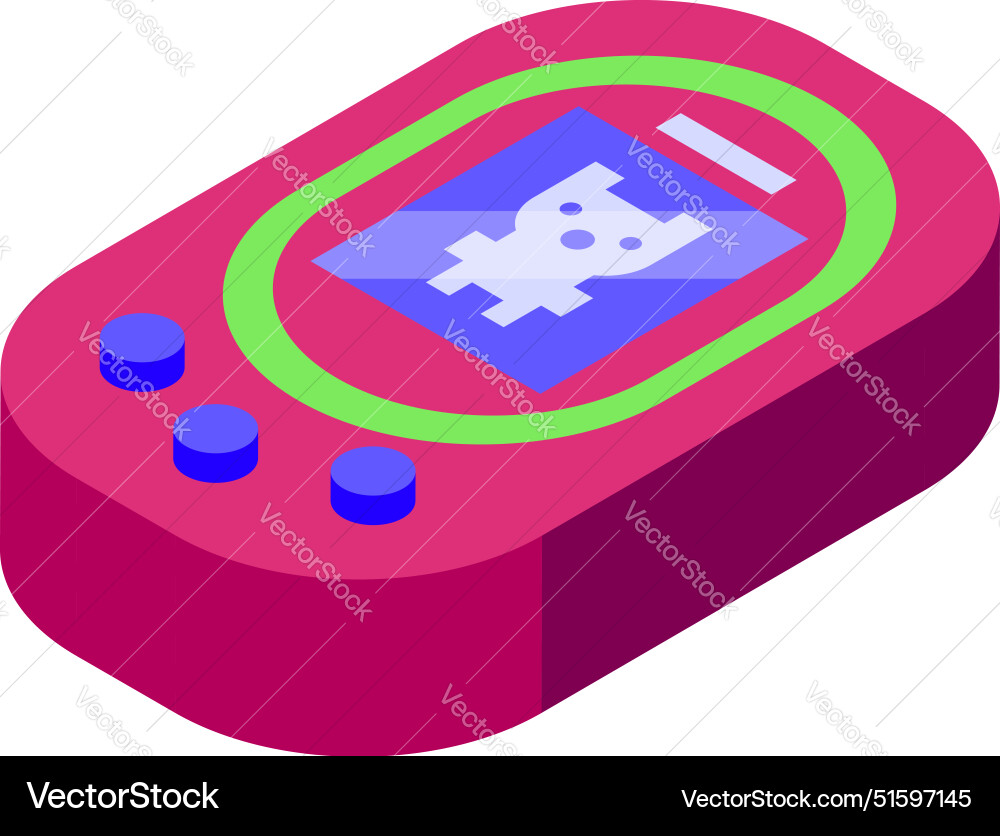 Pink handheld video game console displaying Vector Image