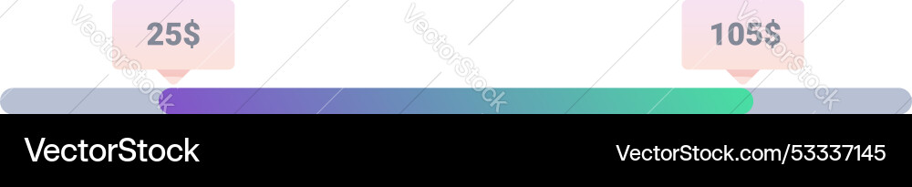Price range slider showing minimum and maximum vector image