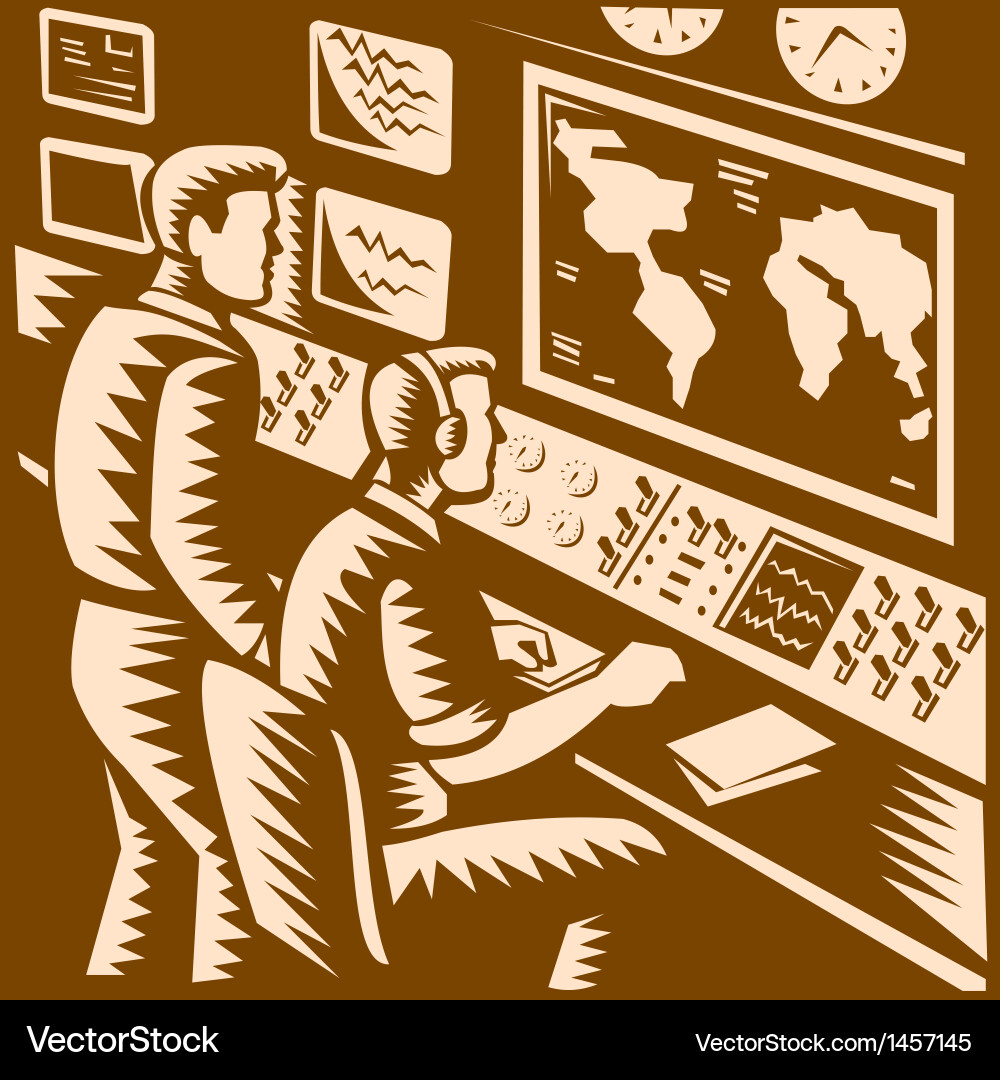 Retro Command Center Map Vector Image
