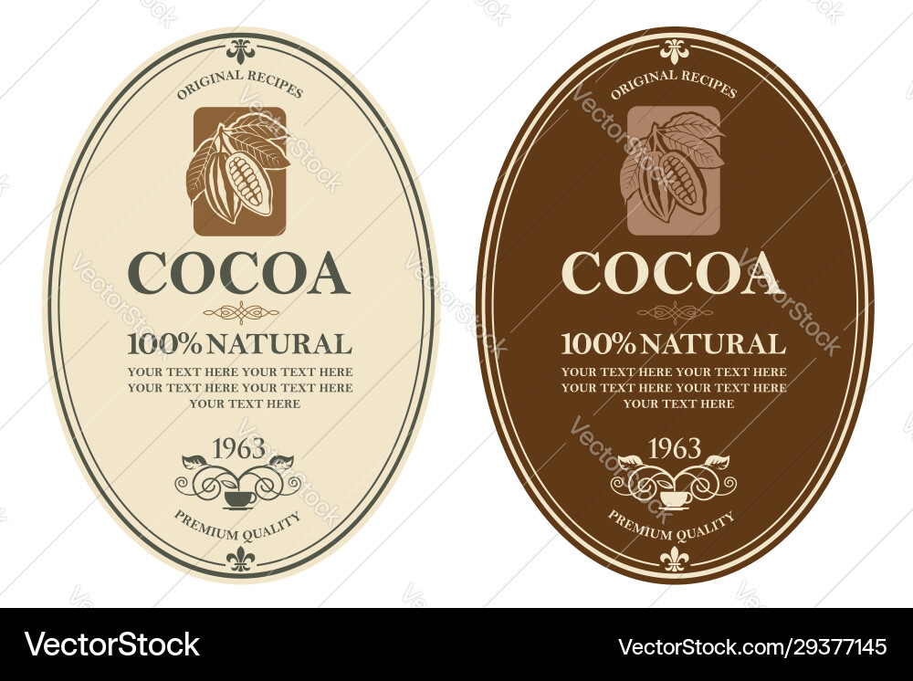 Set cocoa labels vector image