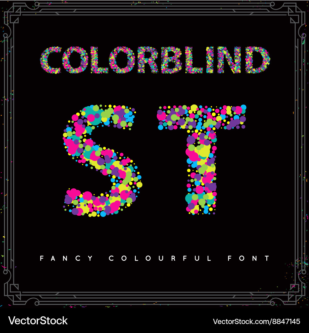Set of colorblind style font in fresh trendy vector image