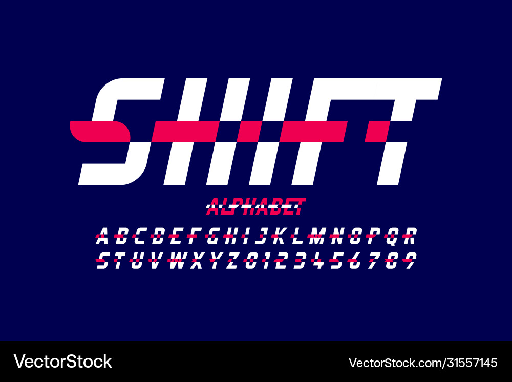 Shifted Modern Font - Distorted Style Vector Image