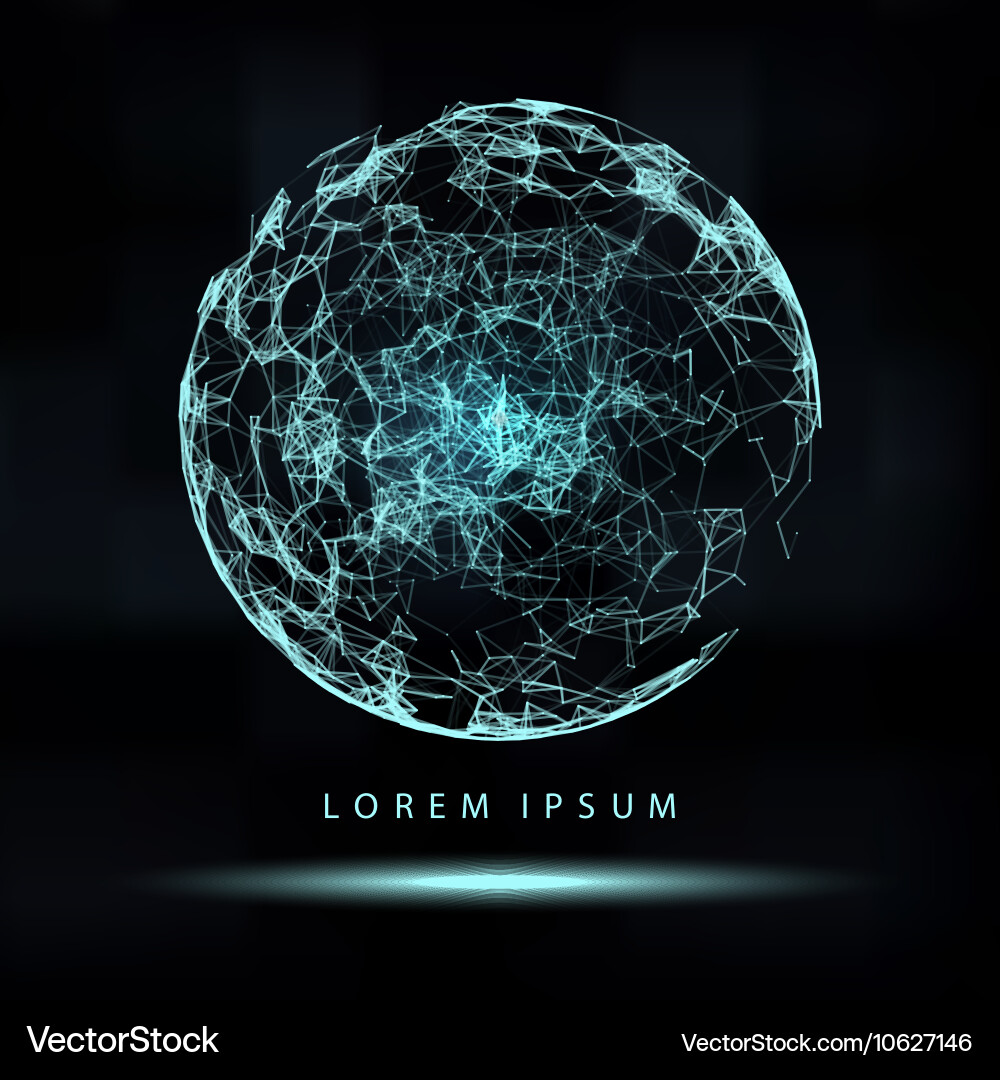 Abstract 3d illuminated distorted mesh sphere vector image