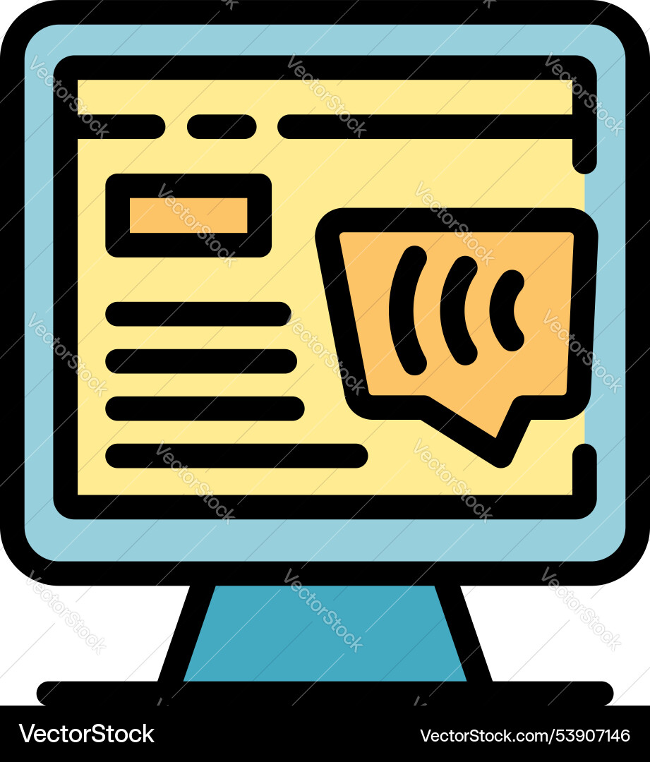 Computer showing online voice message interface Computer showing online voice message interface vector image