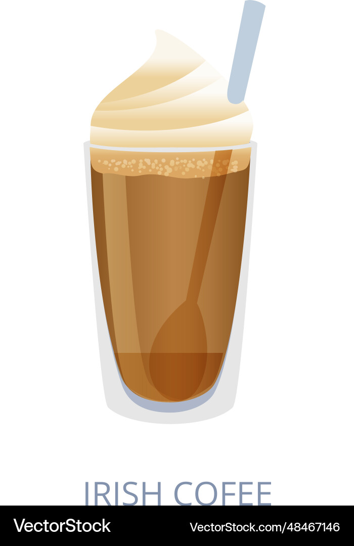 Irish coffee sweet alcohol cocktail vector image