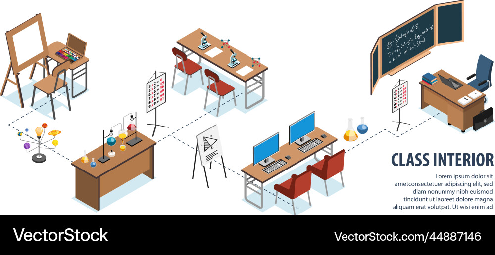Isometric class infographic Royalty Free Vector Image
