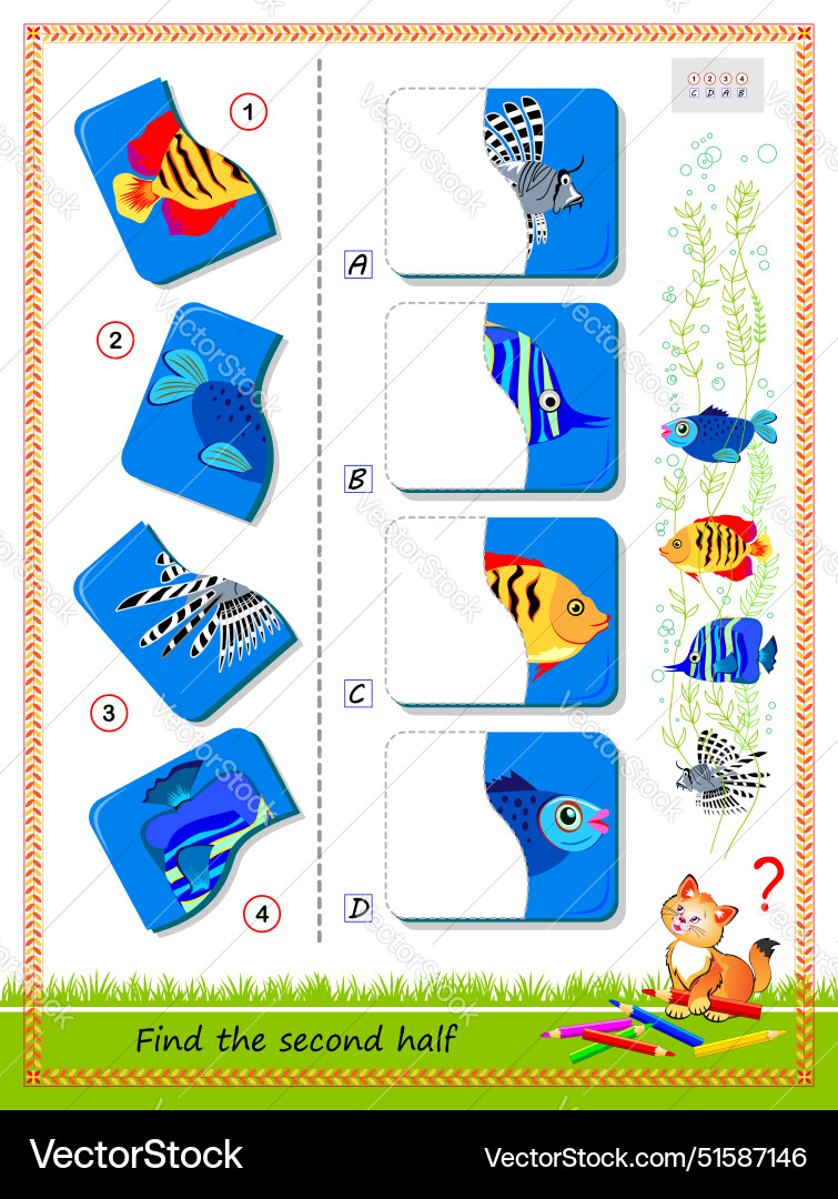 Logic puzzle for children find and draw second Logic puzzle for children find and draw second vector image