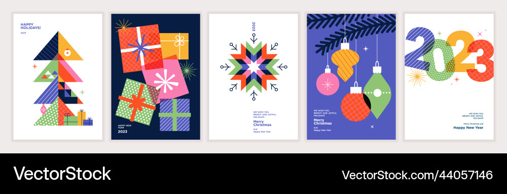 Merry christmas and happy new year greeting cards Merry christmas and happy new year greeting cards vector image