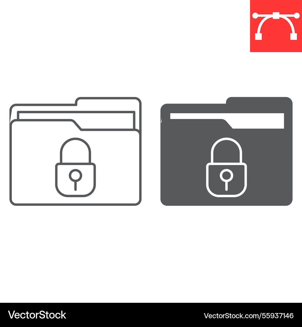 Security file folder line and glyph icon vector image