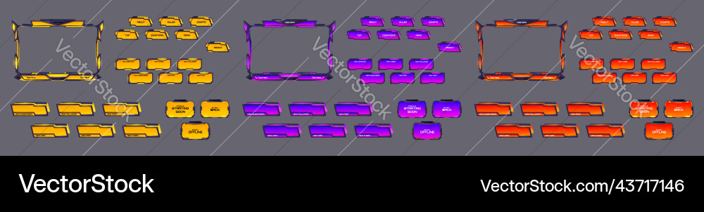 Stream overlay mmo game menu neon space ui frames Stream overlay mmo game menu neon space ui frames vector image