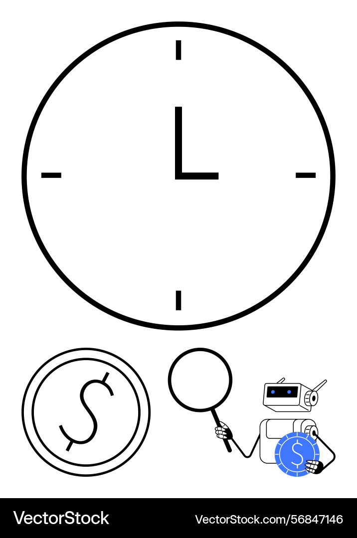 Time and artificial intelligence analyzing Vector Image