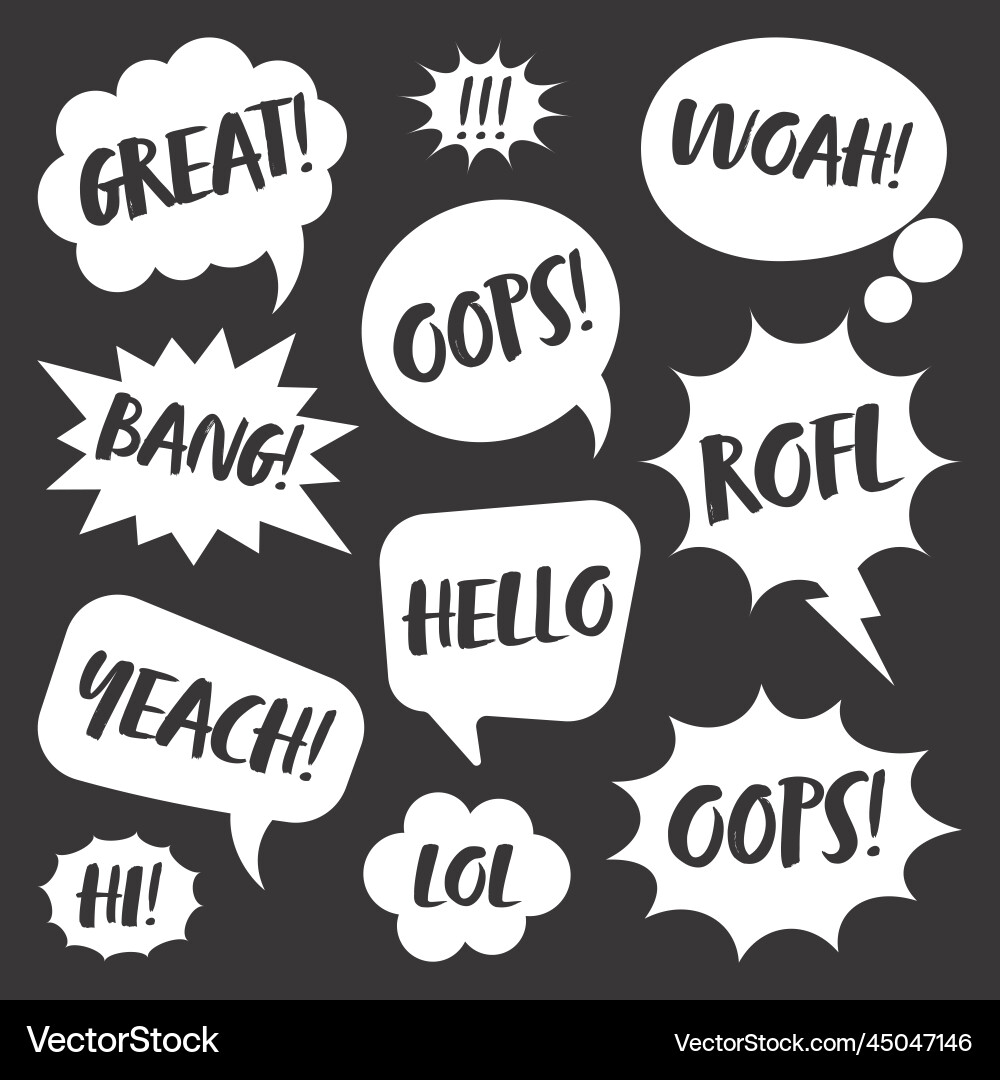 White comic speech bubbles with handwritten text Vector Image