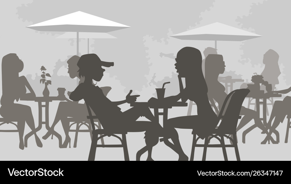 Cartoon Silhouetten Menschen sitzen in einem Café Cartoon Silhouetten Menschen sitzen in einem Café vektorbild