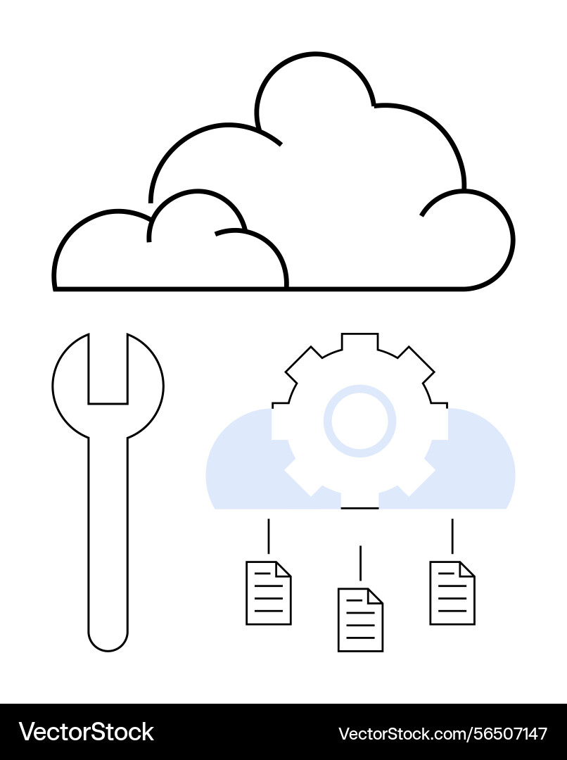 Cloud configuration and data management with tools Cloud configuration and data management with tools vector image