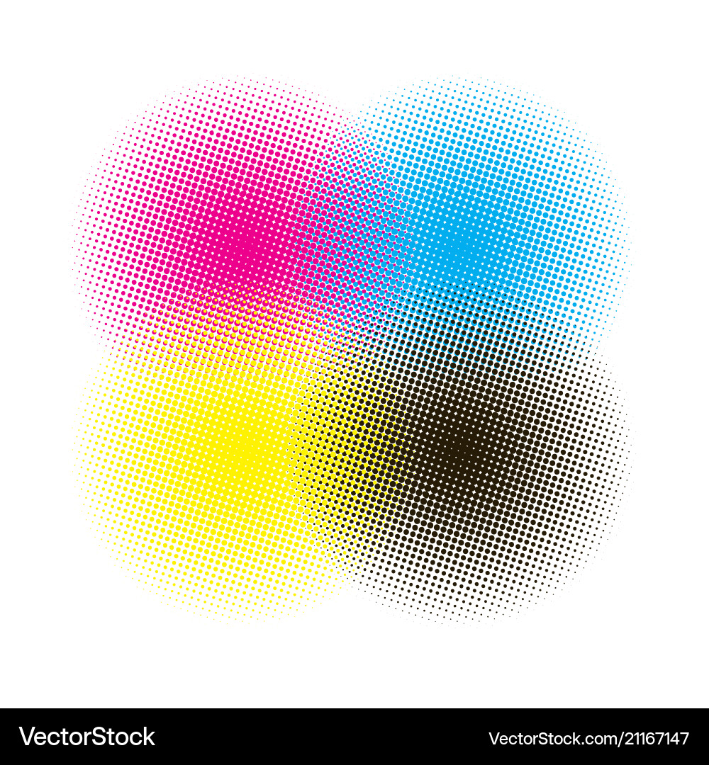 CMYK Halftone Rounds Background Vector Image