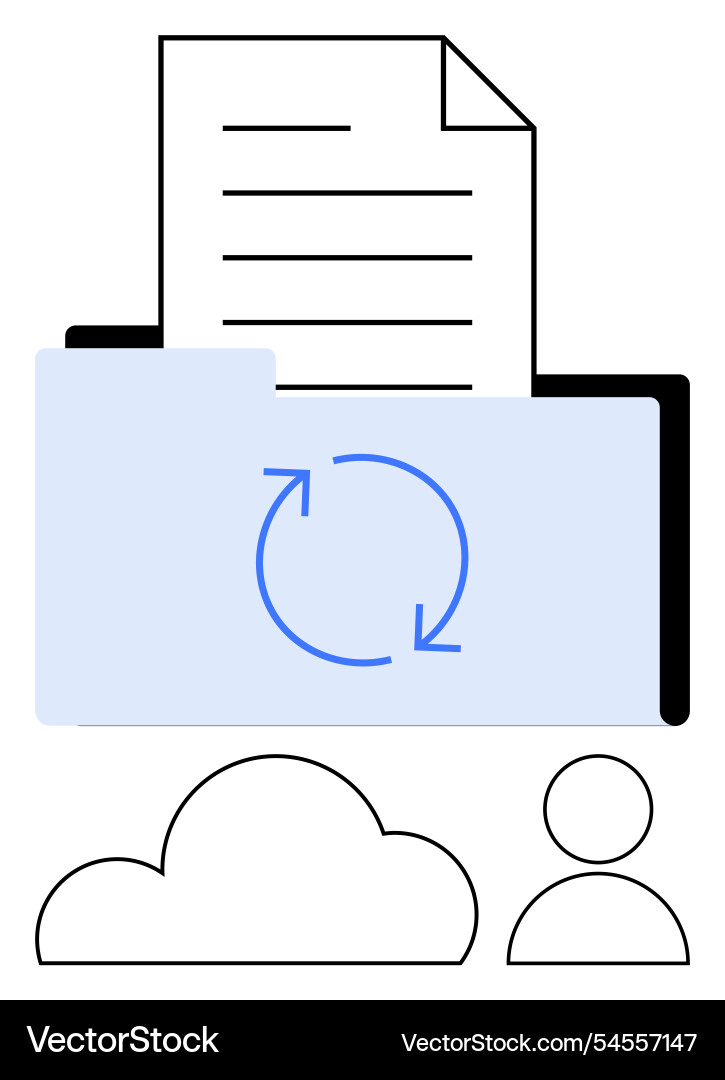 Digital file synchronization process - document Digital file synchronization process - document vector image
