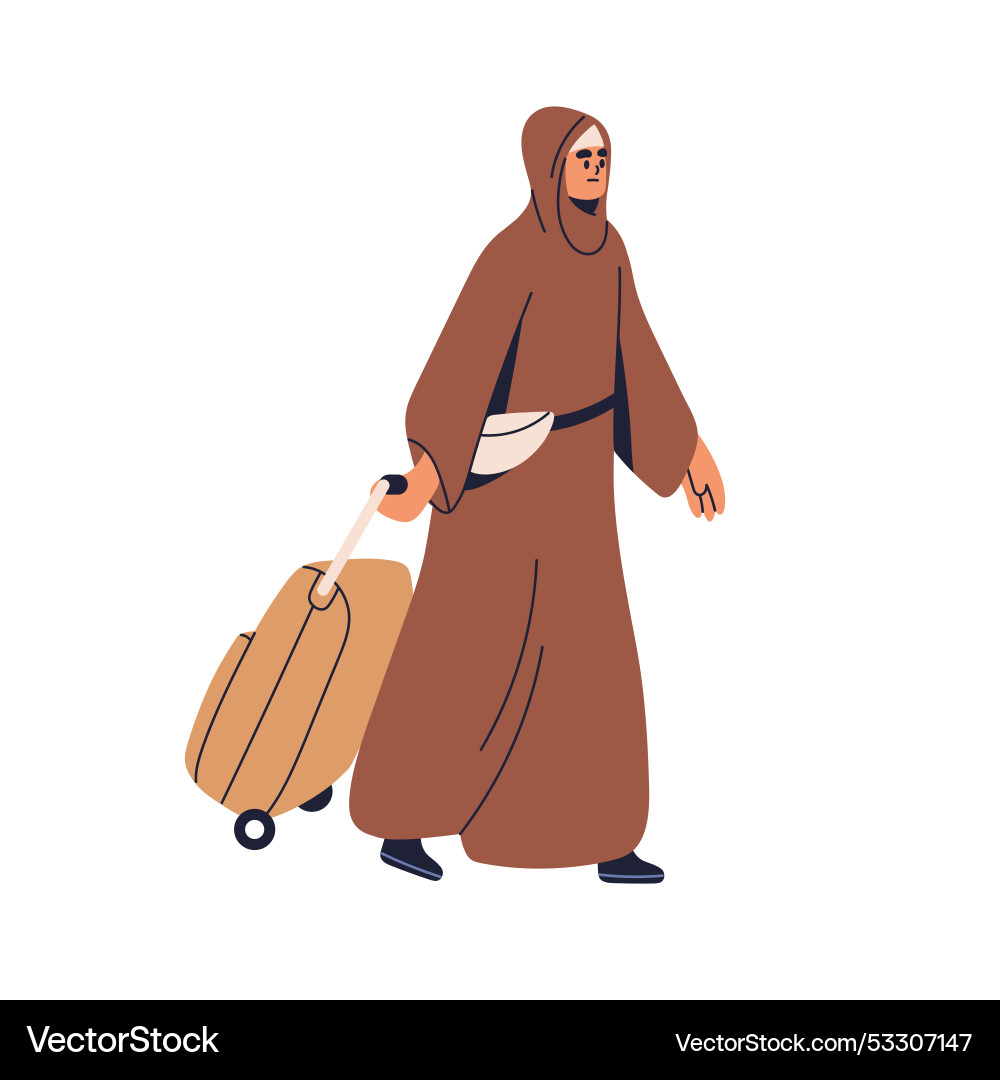 Flüchtling Frau mit Koffer muslim weiblich Flüchtling Frau mit Koffer muslim weiblich vektorbild