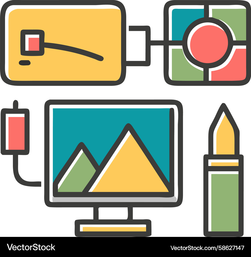 Graphic design setup computer curve shape Graphic design setup computer curve shape Vector Image