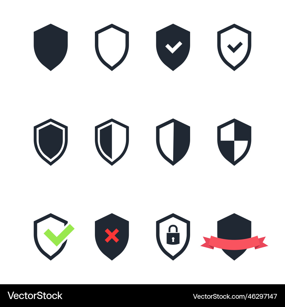 Shield symbols in flat style for web design Shield symbols in flat style for web design vector image