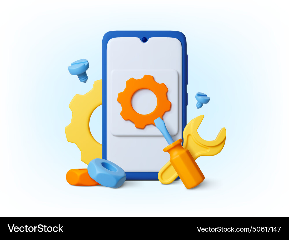 Smartphone-Reparaturservice 3d-Stil-Ikone mobil Smartphone-Reparaturservice 3d-Stil-Ikone mobil vektorbild
