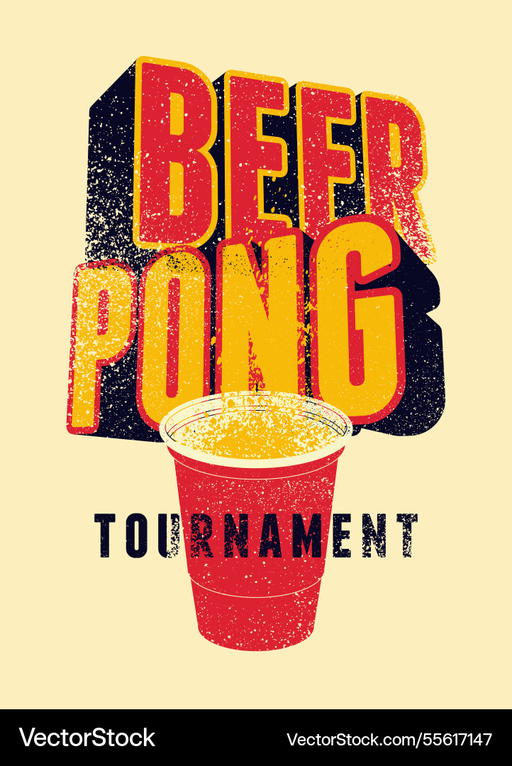 Vintage Beer Pong Tournament Poster Vector Image