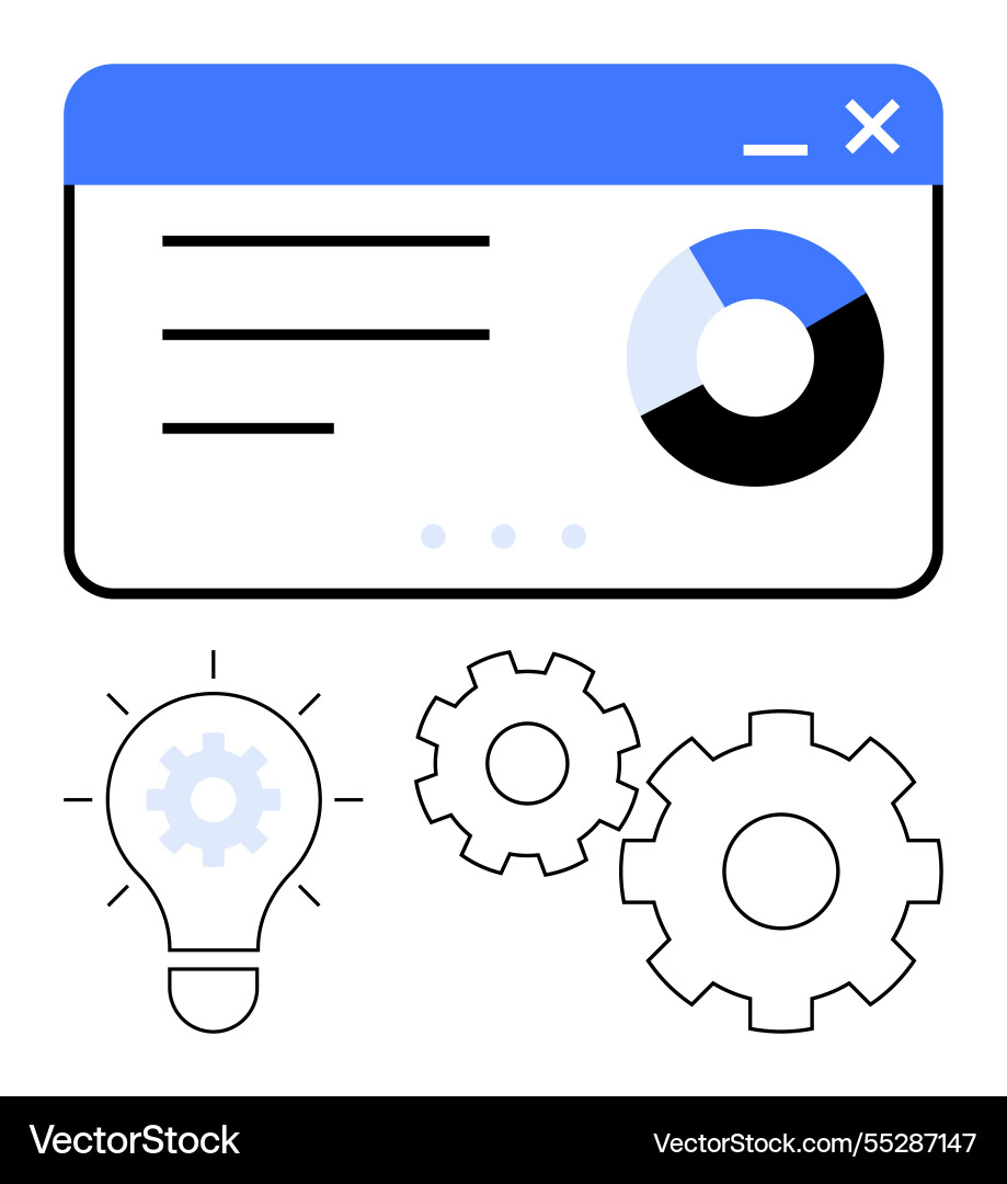 Webpage interface with pie chart light bulb icon Webpage interface with pie chart light bulb icon vector image