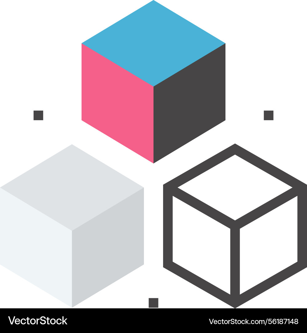 3d modeling flat web icon 3d modeling flat web icon Vector Image