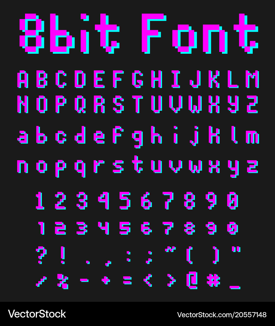 8-bit Pixel Font Retro Game vector image