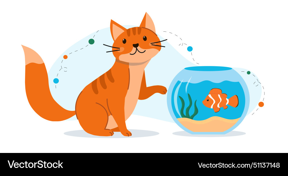 Cat and fish concept Royalty Free Vector Image
