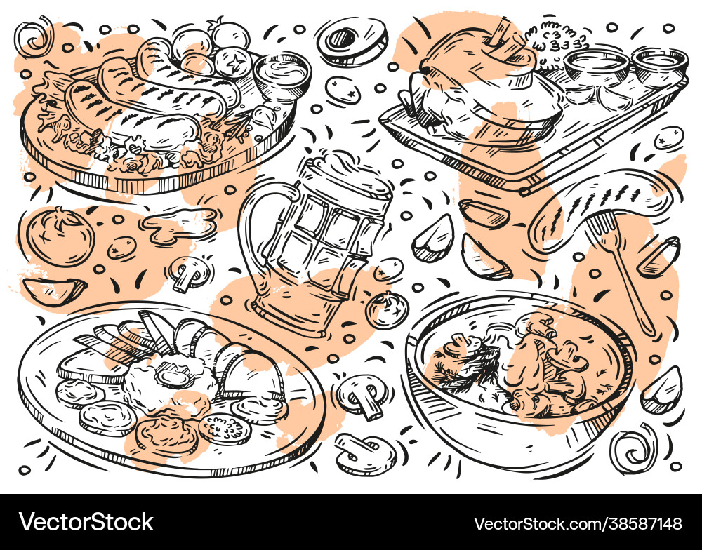 Hand drawn line czech food vector image