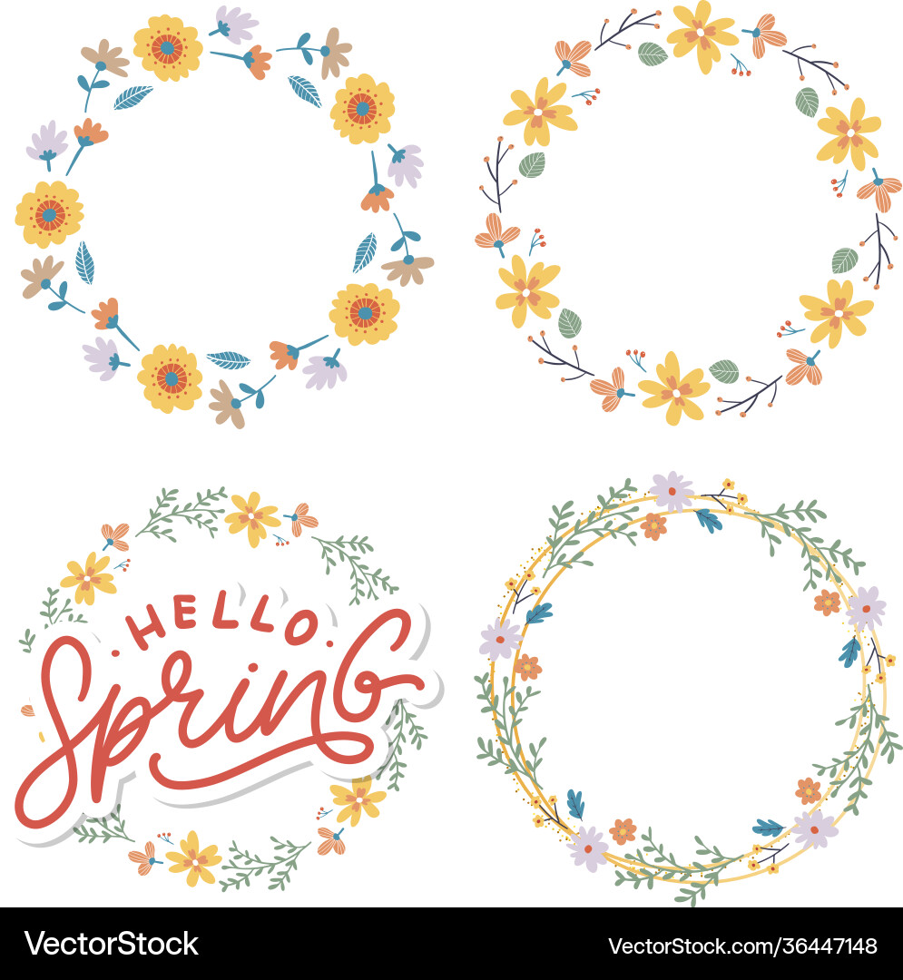 Hello spring flowers text background frame Hello spring flowers text background frame vector image
