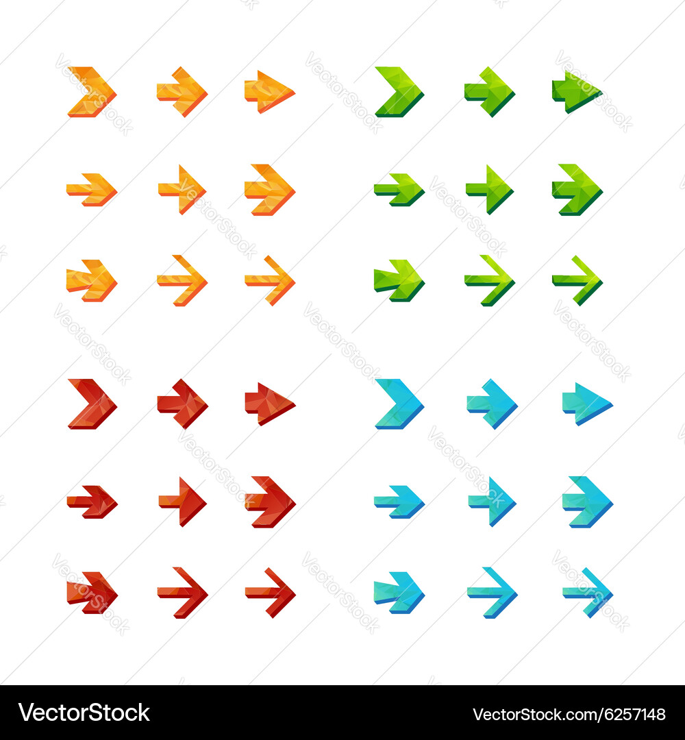 Isolated triangle polygonal arrows set Vector Image