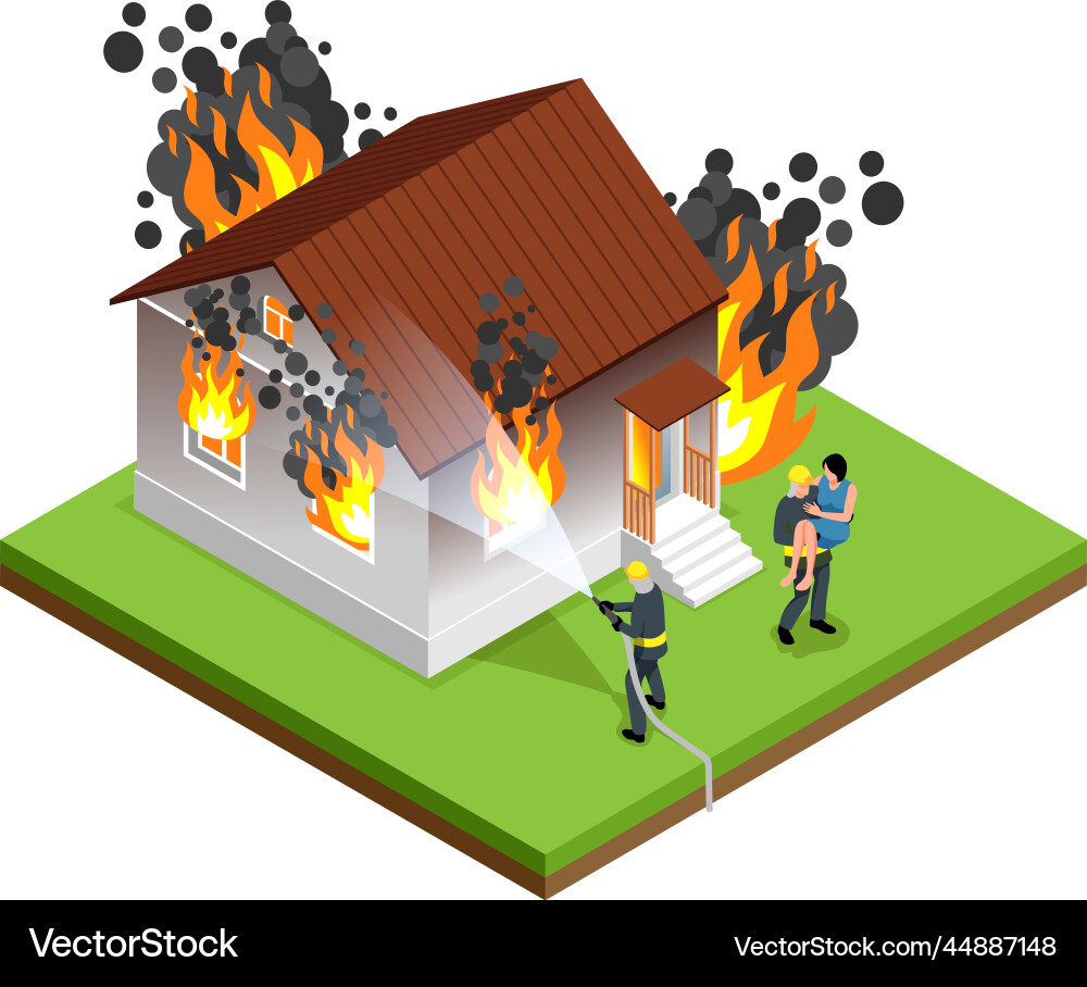 Isometric firefighter isolated concept Royalty Free Vector