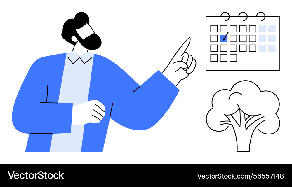 Man scheduling important date on calendar Man scheduling important date on calendar vector image