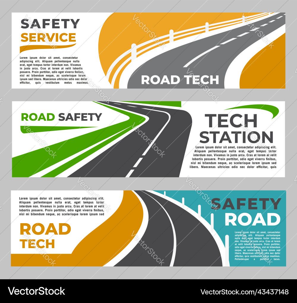 Safety roads industry banners highway pathway Vector Image