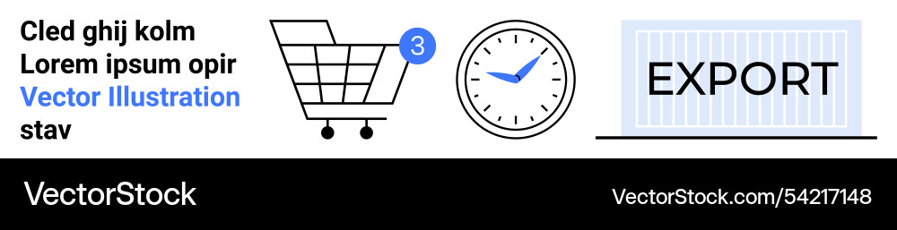 Shopping cart with notification clock and export Shopping cart with notification clock and export Vector Image